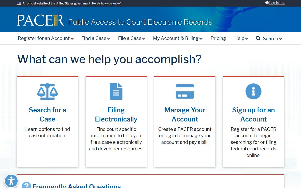 Camas County Clerk of the District Court federal PACER distinction