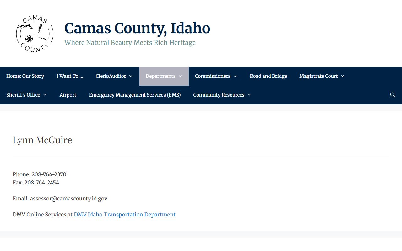 Camas County inmate records and county official office source