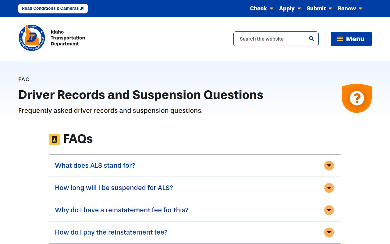 Camas County traffic court records and Idaho DMV driver records request