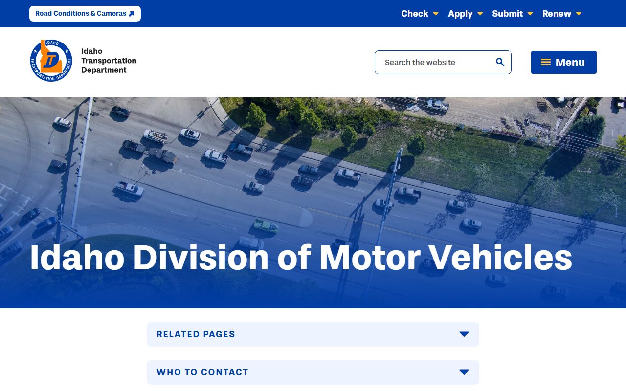 Camas County traffic court records and Idaho Transportation Department DMV page